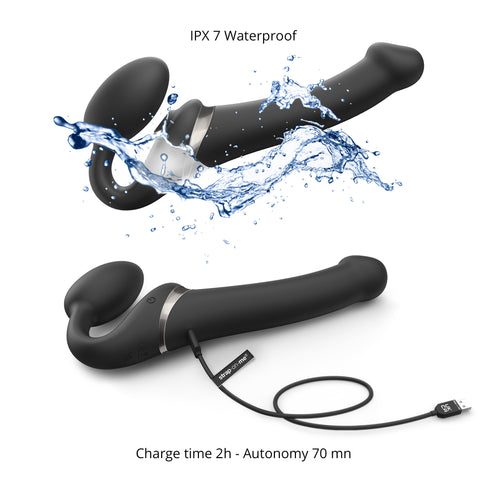 Vibrating Multi Orgasm Bendable Strap-on Color Black